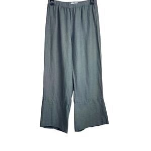 Cut Loose 100% Linen Wide Leg Elastic Waist Pant in Sage Women's Size Small